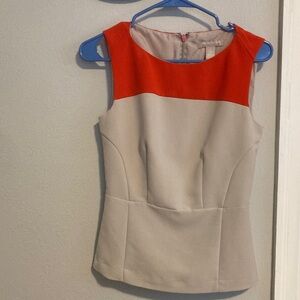 Red and Beige Sleeveless Women's Top